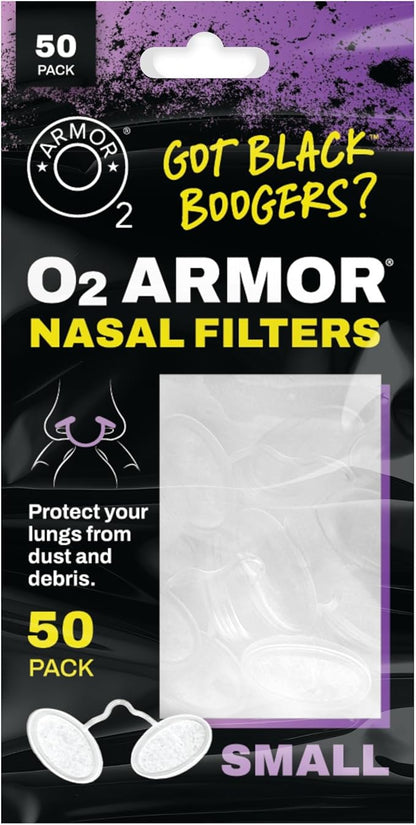 O2 Armor Nose Filters for Welders & Allergies - Nose Filter for Dust - Nasal Filters for Welding - Nose Dust Mask for Construction (50 Pack, Size Small)