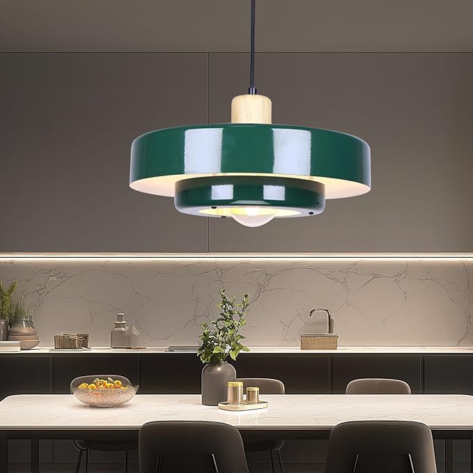 Green Pendant Light Vintage Light Fixtures, Metal Pendant Lights Kitchen Island, Modern Chandelier Pendant Light Fixture for Bedroom Hotel Dining Room Living Room Kitchen