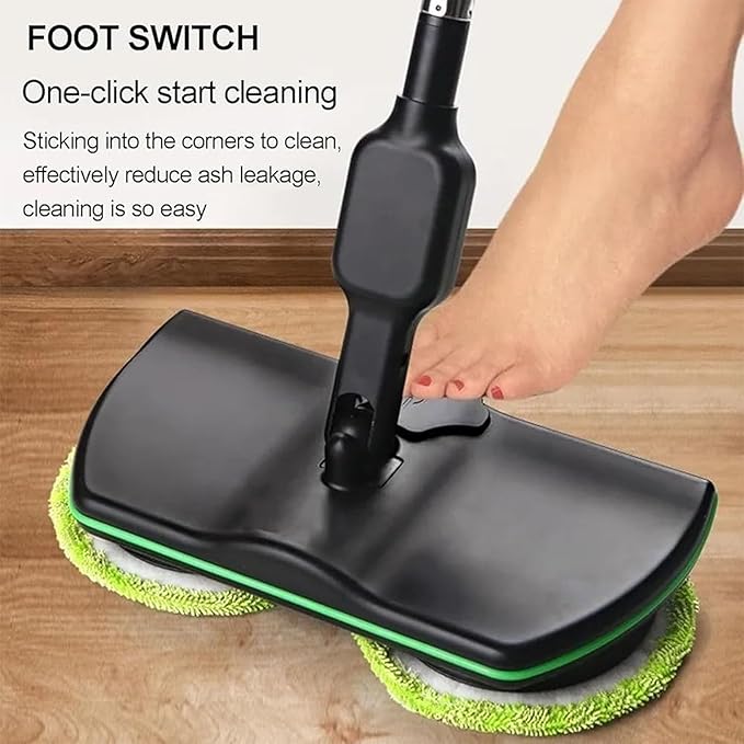 Cordless Electric Mop, 35dB Quiet Floor Cleaner with Dual Motor, Lightweight Spin Scrubber for Hardwood Tile Marble, Adjustable Handle, Rechargeable Polisher, Washable Pads， 2 PCS Cleaning Cloths