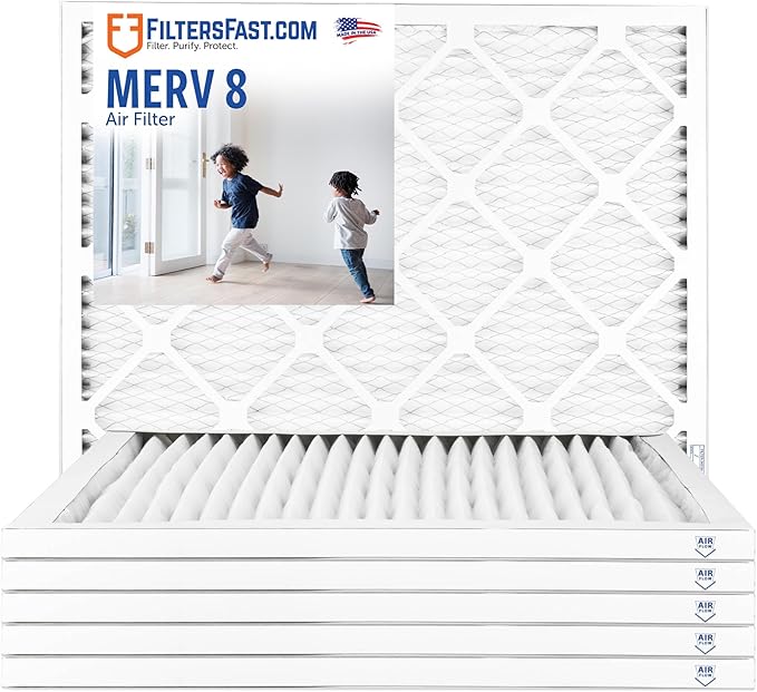 Filters Fast 9x11x1 Air Filter MERV 8, 1" AC Furnace Air Filters, Made in the USA, Actual Size: 9x11x0.75, 6 Pack