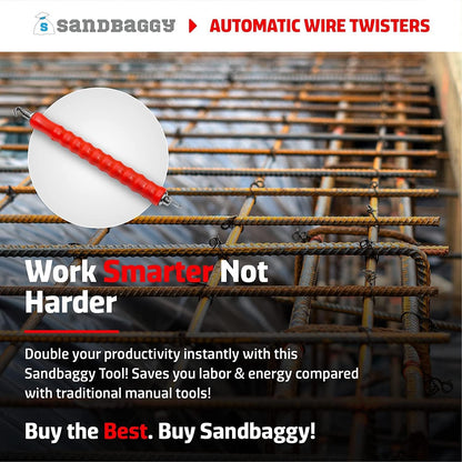 Sandbaggy Automatic Rebar Wire Tie Twister Tool | Ties Rebar 2X Faster Than Manual Tool | Galvanized Steel Components to Prevent Rust (Pack of 10)