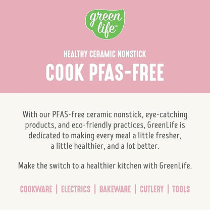 GreenLife Nonstick 12” (5QT) All in One Deep Skillet Wok with Lid, PFAS-Free Non-Toxic Ceramic Multi-Purpose Pan, Induction, All Stovetop, Egg, Stir Fry, Saute, Stay Cool Handle, Pink