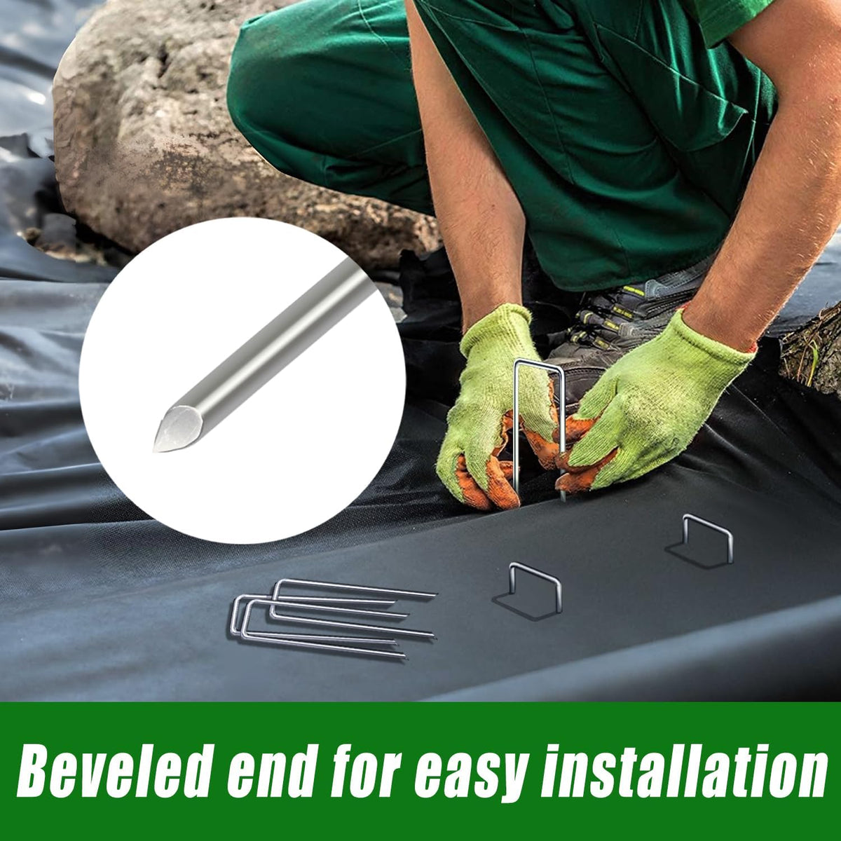 50 Pack Landscape Staples 6 Inch Garden Stakes Galvanized Garden Staples Pins Anti-Rust Ground Stakes for Weed Barrier, Irrigation Tubing, Landscaping Fabric, Yard Lawn