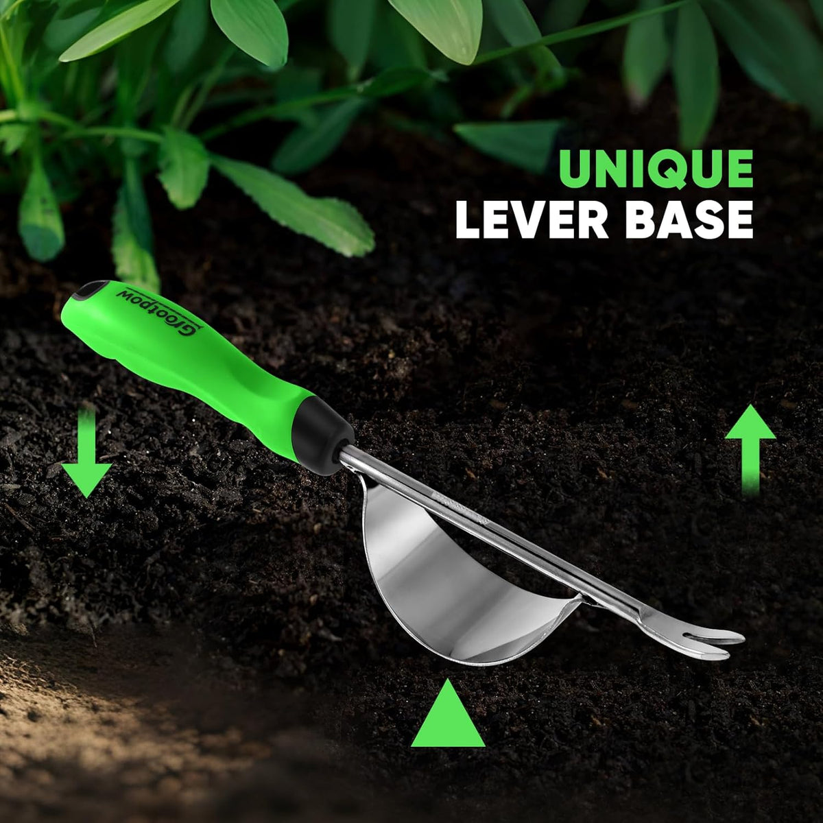 Grootpow HW1 Hand Weeder Tool, Weed Puller Tool with Ergonomic Handle for Garden - Durable Unique Lever Design Dandelion Weeder Tool with V-Shaped Forks for Easy Weed Removal - in Gift Box