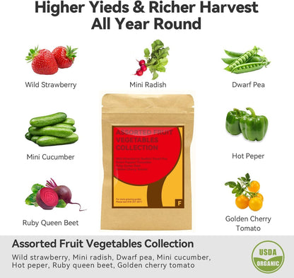 inbloom Fruit Seed Pod Kit for AeroGarden, Ahopegarden, GARDENCUBE, MUFGA, iDoo Hydroponics Growing System, 7-Pods (350+ Seeds Include Strawberry, Tomato, Cucumber, Pea, Ruby Queen Beet)