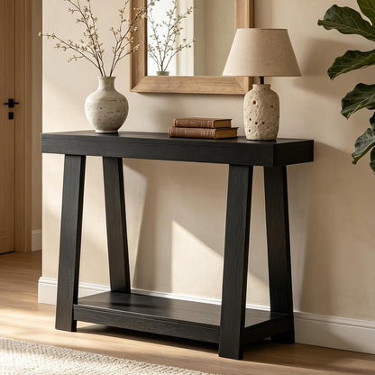36" Narrow Console Table - 500lb Capacity 2-Tier Entryway Table, 2.6" Thick Top, Easy Clean & 15-Min Assembly, Sofa Table for Small Spaces