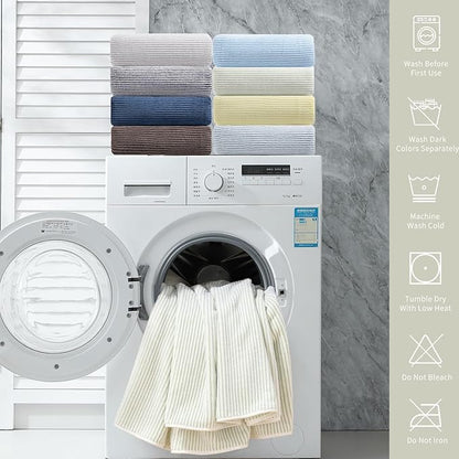 8-Piece Premium Towel Set for Bathroom|2 Oversized Large Bath Sheet,2 Hand Towels,4 Washcloths|Soft Cozy Highly Absorbent Fast Dry Microfiber Shower Towel Set for Hotel Bathroom Essentials,Green White