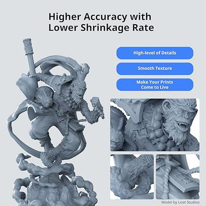 ANYCUBIC ABS-Like Resin 3.0, 3D Printer Resin with Enhanced Strength and Toughness, High Precision and Minimal Shrinkage, Wide Compatibility for All LCD Resin 3D Printers (Grey, 4kg)
