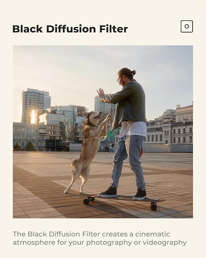 K&F CONCEPT 62mm Black Diffusion 1/8 Filter, Mist Dreamy Cinematic Effect Filter for Video/Vlog/Portrait Photography K-Series