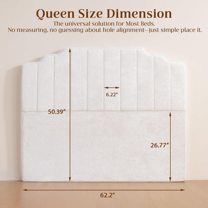Queen Headboard, Beige Upholstered Headboard for Bed, No Assembly