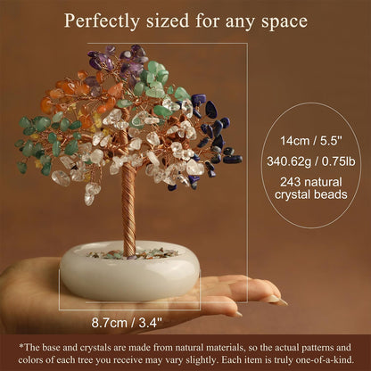 Carnelian Crystal Tree Healing Gemstone Tree with 243 Natural Crystals, Feng Shui Tree, Money Tree, Energy Decor for Home Office Desk, Spiritual Gift for Women