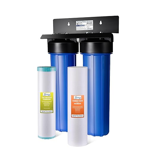 iSpring Whole House Water Filter System, Reduces Sediment, PFAS, Heavy Metals, Chlorine, Chloramine, Hydrogen Sulfide, 2-Stage Whole House Water Filtration System, Model: WGB22B-KS