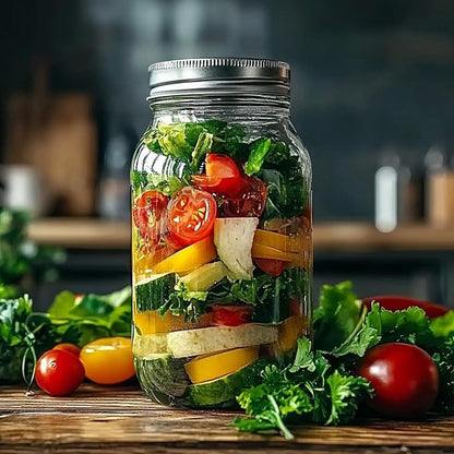 ComSaf 24 oz Mason Jars Regular Mouth 6 Pcs, Large Canning Jars with Seal Bands, 24 oz Glass Jar with Lid for Jams, Sauces, Juice, Coffee, Pickling, Fruit, Dessert, Kitchen Storage