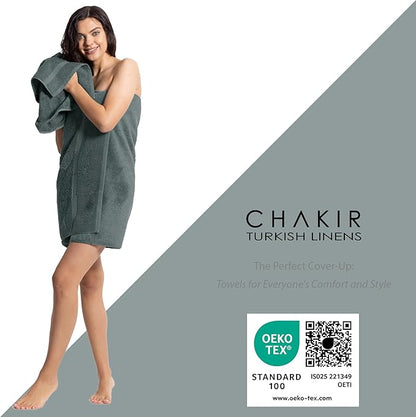 Chakir Turkish Linens | Hotel & Spa Quality 100% Cotton Premium Turkish Towels | Soft & Absorbent (4-Piece Bath Towels, Dark Gray)