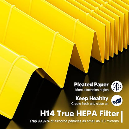 240 True HEPA 14 Pet Allergy Replacement Filter Compatible with Puroair 240, 3-in-1 True HEPA Filter Replacement, Grade True HP-14 with Activated Carbon Filter, 2 Pack, Yellow