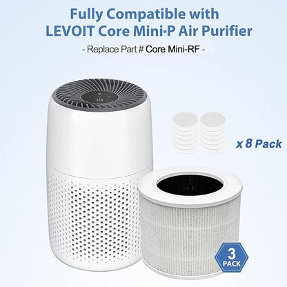 3Pack Core Mini Replacement Filter Compatible with LEVOIT Core Mini Air Purifier,Core Mini-P,3-in-1 High Efficiency Filter, Mini-RF Filter with Activated Carbon,Part #Core Mini-RF Filter Replacement