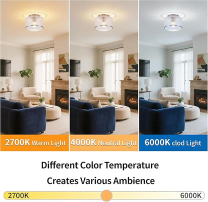 MAYNA Modern Nickel Semi Flush Mount Ceiling Light Fixture, 1-Light Glass Ceiling Light, Hallway Light Fixtures Ceiling Mount for Kitchen Entryway Bedroom Laundry Room