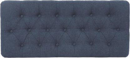 Homepop Home Decor | Tufted Ainsley Button Storage Ottoman Bench with Hinged Lid | Ottoman Bench with Storage for Living Room & Bedroom, Blue Woven