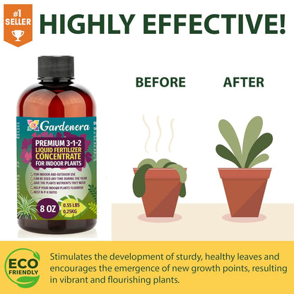 Premium Liquid Bonsai Plant Fertilizer - 3-1-2 Concentrate for Indoor Plants and Flowers by Gardenera | Organic Plant Food for Bonsai - 8oz