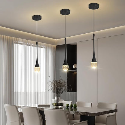 Modern Pendant Lights for Kitchen lsland LED Dimmable Raindrop Chandelier Crystal Ceiling Pendant Lighting for Dining Room Hallway Bar Living Room (1 Pack)