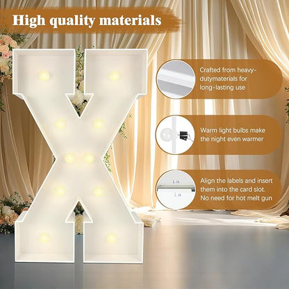 Marquee Light Up Letters: 4FT Large Decorative Signs for Party Decorations Baby Shower Birthday Wedding Engagement Anniversary, 4 Feet Tall Pre-Cut DIY Foamboard Letter I - Easy to Assemble