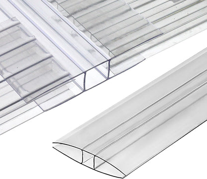Polycarbonate Greenhouse Panels Connectors - 0.4" Thick, Fit 10mm or 8mm Twin-Wall Polycarbonate Panels, Join 2 Pieces of Panels Together, 4-Foot Length, 10 Pieces (H Connectors 10mm-4ft)
