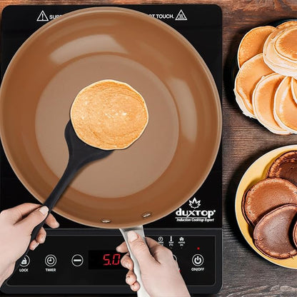 duxtop Ceramic Nonstick Frying Pan 9.5" Stir Fry Pan Skillet with Stainless Steel Handle, PFAS Free, Dishwasher & Oven Safe, All Stovetops & Induction Compatible