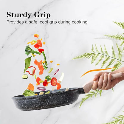 Nonstick Frying Pan Skillet, 9.5 Inch Granite Egg Omelet Pan, Healthy and Non Toxic, Induction Compatible, PFOA Free