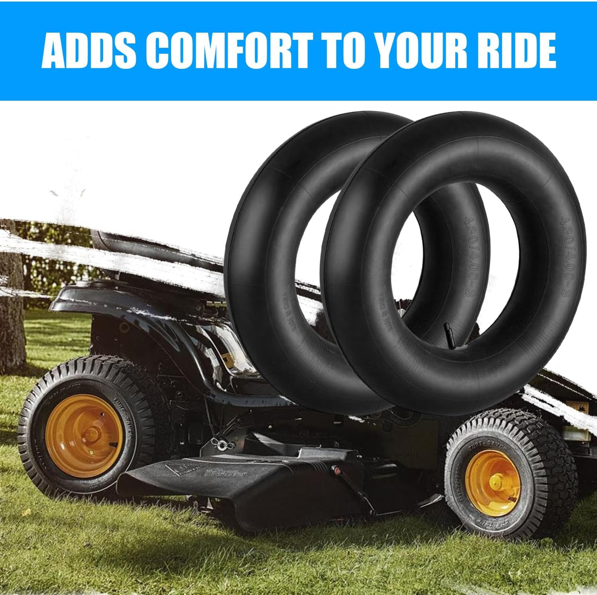 4.80/4.00-8" 4.80 x 4.00-8 Inner Tubes (2 Pack) with TR-13 Straight Valve Stem,for Wheelbarrows, Tractors Hand Trucks Riding Mowers Golf Carts Go-Karts Lawn Mowers