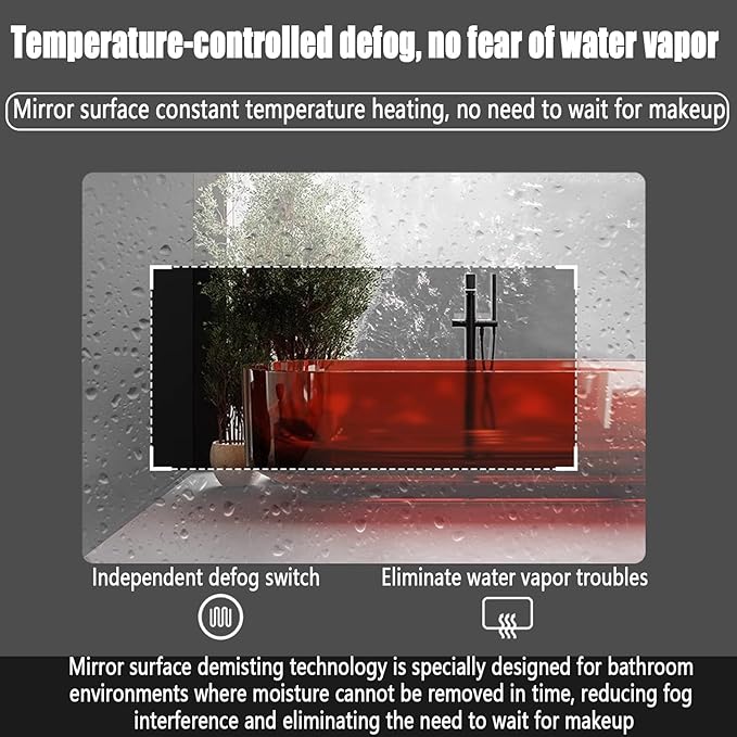 Backlit LED Illuminated Bathroom Mirror with LED Lights, Lighted Bathroom Makeup Wall Mounted Mirror with Demister Pad, Sensor Touch Switch, Horizontal/Vertical(H70*W120/H27.5*W47.2IN)