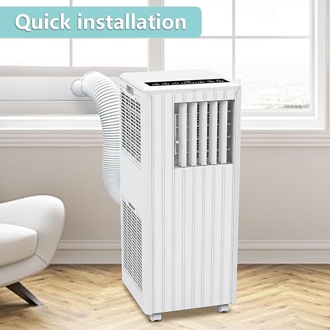8000 BTU Portable Air Conditioner, Portable AC Unit with Fan & Dehumidifier, Air Conditioner Portable for Rooms Up to 350 Sq Ft, Remote Control, 24H Timer for Bedroom, Office, Apartment, White