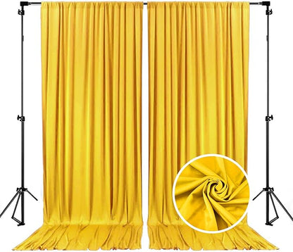 10 x 7 Feet Yellow Backdrop Curtain for Partie, Background Curtains for Photoshoot, Birthday, Wedding, Halloween, Thanksgiving, Christmas, New Year Party Decorations 5Ft x 7Ft, 2 Panels