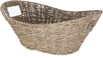 Oval Natural Seagrass Storage Basket with Cut-Out Handles