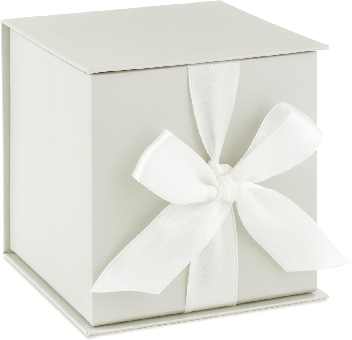 Hallmark Small Gift Box with Bow and Shredded Paper Fill (Grey White 4 inch Gift Box) for Weddings, Bridal Showers, Graduations, Birthdays, Bridesmaids Gifts, All Occasion