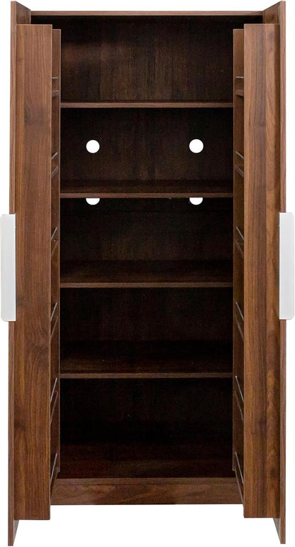 62.9" Kitchen Pantry Cabinet, Freestanding Storage Cabinet with Doors and Shelves, Buffet Sideboard for Kitchen Dining Room Living Room （Brown）