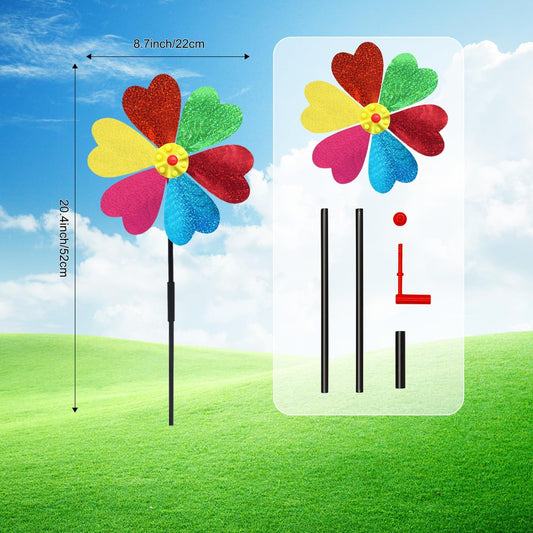 Garden Wind Spinners for Outdoor, Decorative Pinwheel Bee Butterfly Ladybug Windmill Whims (Sparkly-2)