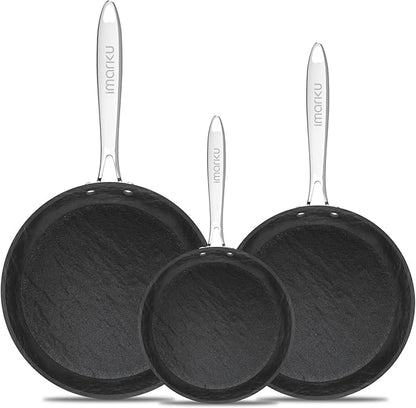 imarku Non Stick Frying Pans - 8&10&12 inch Nonstick Frying Pan Set with Cool Stainless Steel Handle,Disherwasher Safe skillets,Professional Frying Pans Set, Best Gifts