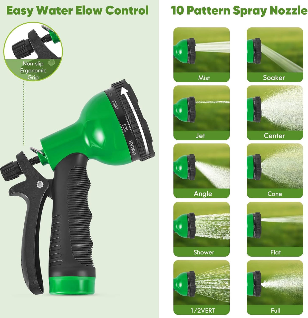Garden Hose 100ft, Stainless Steel Heavy Duty Water Hose with 10 Function Nozzle Flexible, Lightweight, No-Kink, Pet Proof, Puncture Proof Metal Hose for Yard, Outdoor