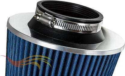 BLUE 2.75" 70 mm Inlet Cold Air Cone Replacement Performance Washable Clamp-On Dry Air Filter