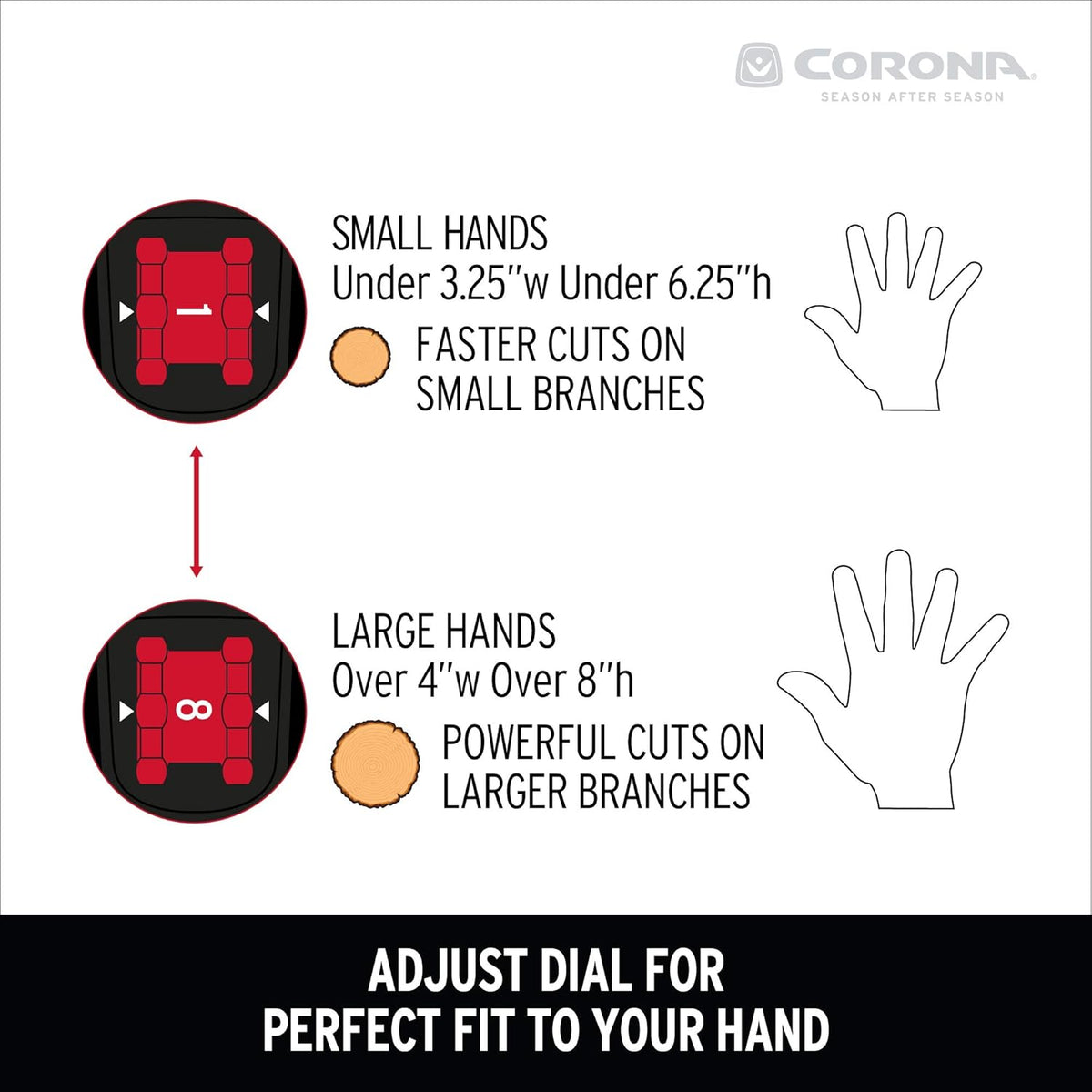 Corona Clipper BP 4214D Flex Dial Bypass Pruner With Comfort Gel Grips, 3/4 Inch, Red/Black