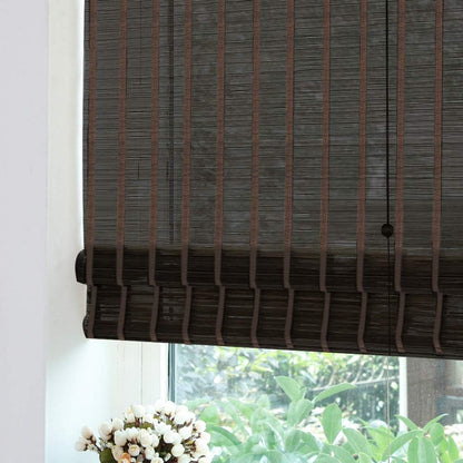 LETAU Wood Window Roman Shades, Bamboo Light Filtering Window Blinds for Indoor Home, Office, Kitchen, Pattern 4