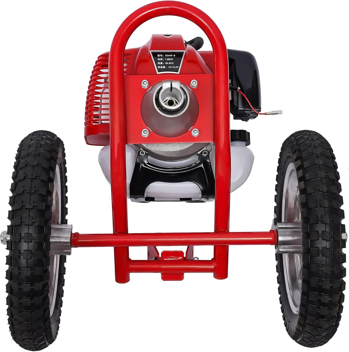 Walk Behind String Trimmer, 1.8KW Hand-Pull 2 Stroke Air-Cooled Single-Cylinder Lawn Mower Gas Powered 49CC 57.1X17.2X27.6 Inch Walk Behind Weed Trimmer for Lawn Garden
