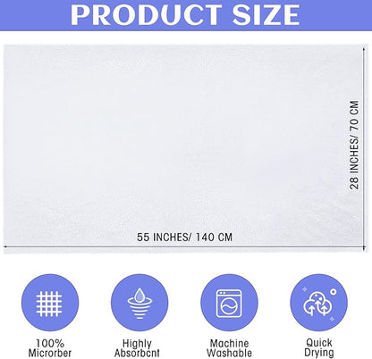 Newwiee 24 Pcs Coral Velvet Microfiber Bath Towels Sets 28 x 55 Inch Large Absorbent Multipurpose Quick Drying Soft Body Towels for Shower Bathroom Beach Fitness Yoga Sports Spa(White)