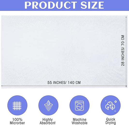 Newwiee 24 Pcs Coral Velvet Microfiber Bath Towels Sets 28 x 55 Inch Large Absorbent Multipurpose Quick Drying Soft Body Towels for Shower Bathroom Beach Fitness Yoga Sports Spa(White)