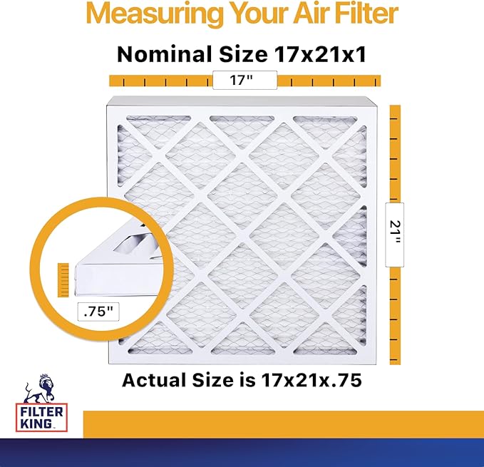 Filter King 17x21x1 Air Filter | 4-PACK | MERV 13 HVAC Pleated A/C Furnace Filter | MADE IN USA | Actual Size: 17 x 21 x .75"
