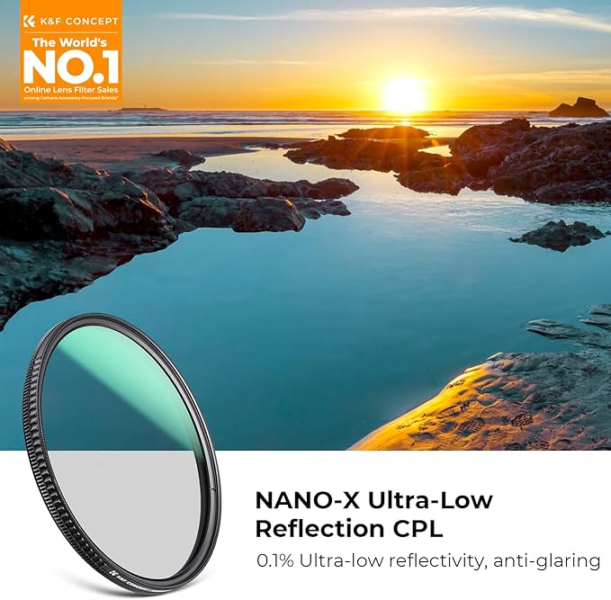 K&F CONCEPT 82mm Ultra-Low Reflectivity Circular Polarizers Filter 28 Multi-Layer Coatings Ultra-Slim High Definition Polarizing Camera Lens Filter (Nano-X Series)