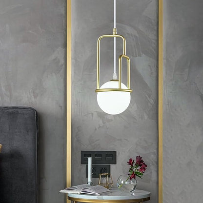 5 Inch Modern Gold Pendant Light Globe Pendant Light Fixture Mid Century Pendant Lighting for Kitchen Island Dining Room Living Room Bedroom(1 Pack)