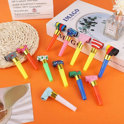 75 PCS Noisemakers Funny Party Blower Colorful Birthday Blow Horns Whistles New Years Favors Noise Makers (75)