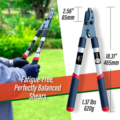 SUIZAN Anvil Hand Loppers 18" - Professional Japanese Branch Cutter Lightweight Compact Tree Trimmer Gardening Tools