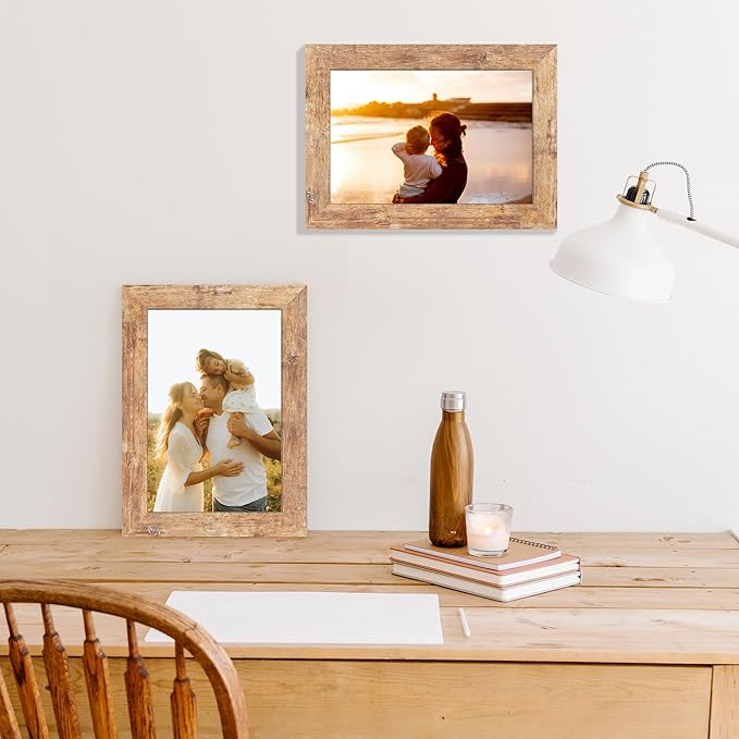 6x9 Picture Frame Set of 4 with High Definition Real Glass, Mixed Color Wood Photo Frames for Desktop Display and Wall Mounting